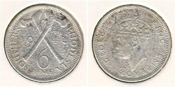 6 Penny Southern Rhodesia (1923-1980) Silver George VI (1895-1952)