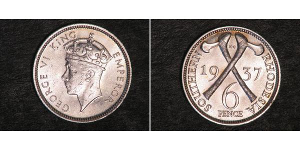 6 Penny Southern Rhodesia (1923-1980) Silver George VI (1895-1952)