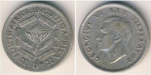6 Penny South Africa 銀 乔治六世 (1895-1952)