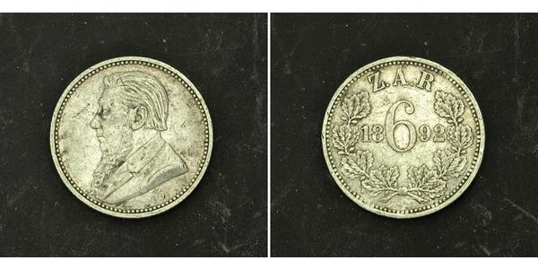 6 Penny South Africa 銀 