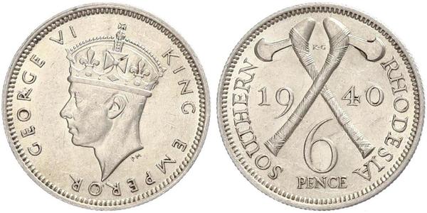 6 Penny 南羅德西亞 銀 乔治六世 (1895-1952)