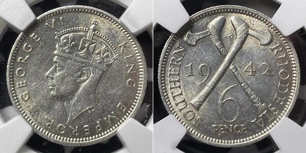 6 Penny 南羅德西亞 銀 乔治六世 (1895-1952)