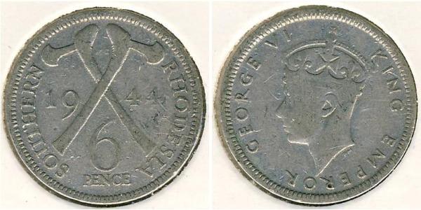6 Penny 南羅德西亞 銀 乔治六世 (1895-1952)