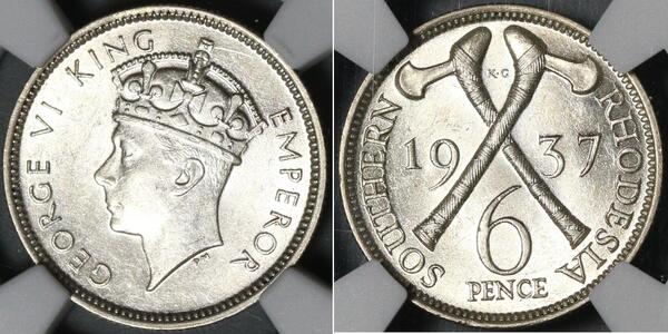 6 Penny 南羅德西亞 銀 乔治六世 (1895-1952)