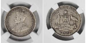 6 Penny 澳大利亚 銀 乔治五世  (1865-1936)