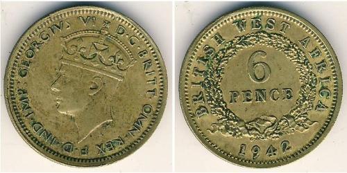 6 Penny British West Africa (1780 - 1960) 黃銅/镍 乔治六世 (1895-1952)