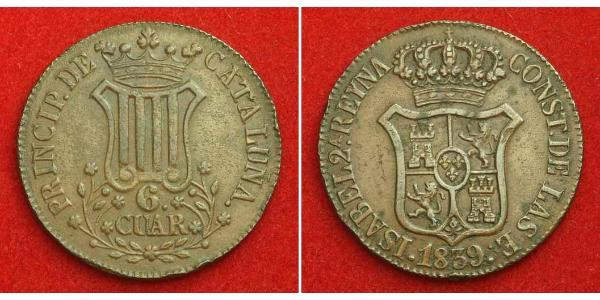 6 Quarto Kingdom of Spain (1814 - 1873) Cobre 