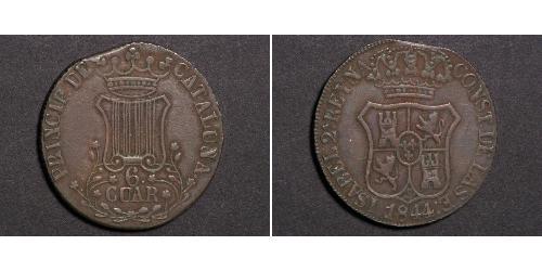 6 Quarto Kingdom of Spain (1814 - 1873) Copper 