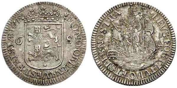 6 Stuiver Республика Соединённых провинций (1581 - 1795) Серебро 