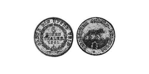 6 Thaler Anhalt-Bernburg (1603 - 1863) Argento Alessandro Carlo di Anhalt-Bernburg(1805 – 1863)