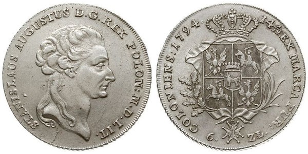 6 Zloty / 1 Thaler República de las Dos Naciones (1569-1795) / Polonia Plata Stanislaw II Poniatowski
