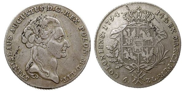 6 Zloty / 1 Thaler Polen / Polen-Litauen (1569-1795) Silber Stanislaw II Poniatowski