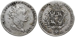 6 Zloty / 1 Thaler Poland / Polish-Lithuanian Commonwealth (1569-1795) Silver Stanislaw II Poniatowski