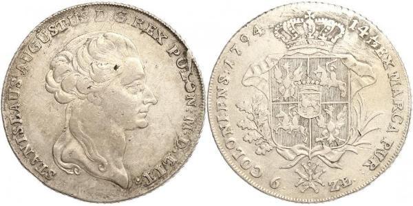 6 Zloty / 1 Thaler Poland / Polish-Lithuanian Commonwealth (1569-1795) Silver Stanislaw II Poniatowski