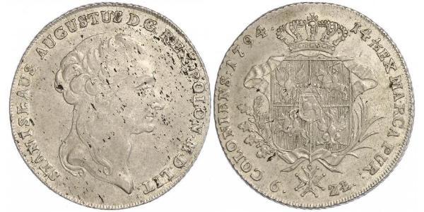 6 Zloty / 1 Thaler Polish-Lithuanian Commonwealth (1569-1795) / 波兰 銀 Stanislaw II Poniatowski