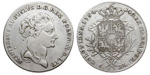6 Злотий / 1 Талер Польща / Річ Посполита (1569-1795) Срібло Stanislaw II Poniatowski