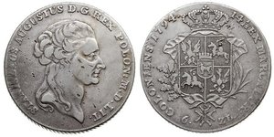 6 Злотий / 1 Талер Польща / Річ Посполита (1569-1795) Срібло Stanislaw II Poniatowski