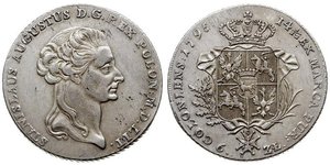 6 Злотый / 1 Талер Польша / Речь Посполитая (1569-1795) Серебро Stanislaw II Poniatowski