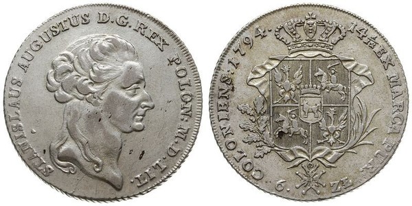 6 Злотый / 1 Талер Польша / Речь Посполитая (1569-1795) Серебро Stanislaw II Poniatowski