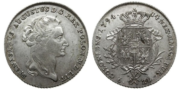 6 Злотый / 1 Талер Польша / Речь Посполитая (1569-1795) Серебро Stanislaw II Poniatowski