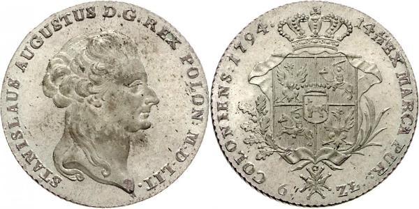 6 Злотый / 1 Талер Польша / Речь Посполитая (1569-1795) Серебро Stanislaw II Poniatowski