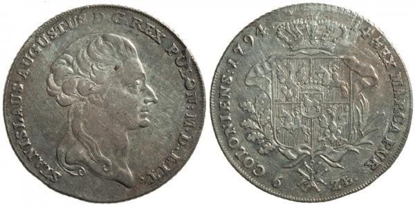 6 Злотый / 1 Талер Польша / Речь Посполитая (1569-1795) Серебро Stanislaw II Poniatowski