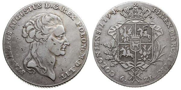 6 Злотый / 1 Талер Польша / Речь Посполитая (1569-1795) Серебро Stanislaw II Poniatowski