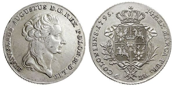 6 Злотый / 1 Талер Польша / Речь Посполитая (1569-1795) Серебро Stanislaw II Poniatowski
