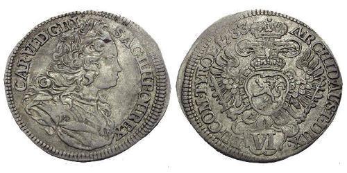 6 Крейцер Богемия Серебро Карл VI император Св. Римской империи (1685-1740)