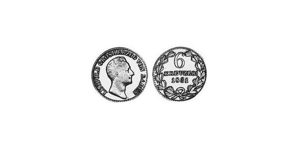 6 Крейцер Великое герцогство Баден (1806-1918) Серебро 