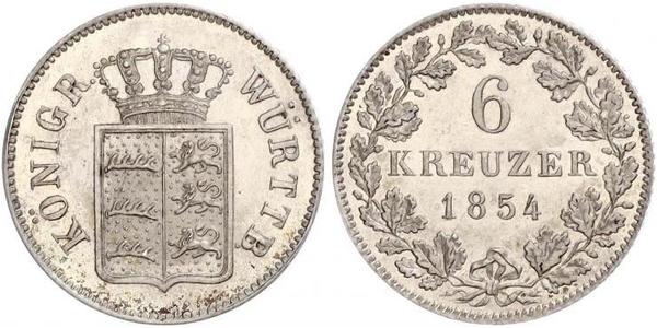 6 Крейцер Королевство Вюртемберг (1806-1918) Серебро 