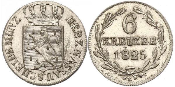 6 Крейцер Нассау (герцогство) (1806 - 1866) Серебро Вильгельм I (герцог Нассау)