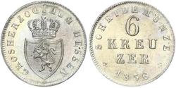 6 Крейцер Великое герцогство Гессен (1806 - 1918) Срібло Louis II, Grand Duke of Hesse