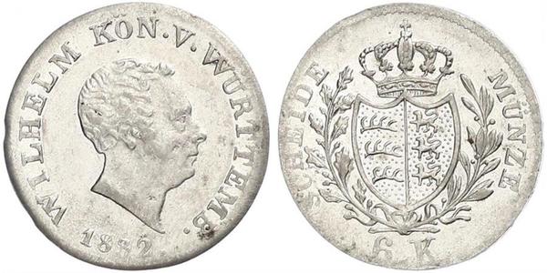 6 Крейцер Королівство Вюртемберг Срібло William I of Württemberg
