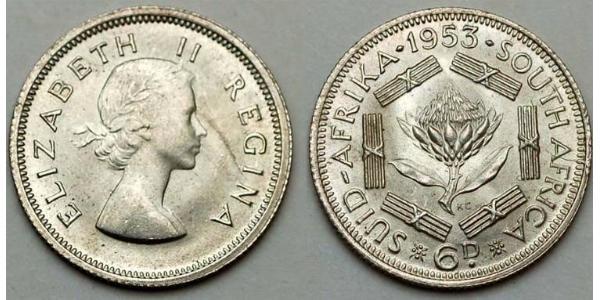6 Пенни Южно-Африканская Республика Серебро Елизавета II (1926-2022)