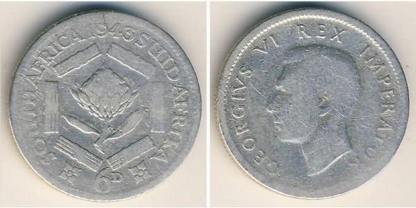 6 Пені Південно-Африканська Республіка Срібло Георг VI (1895-1952)