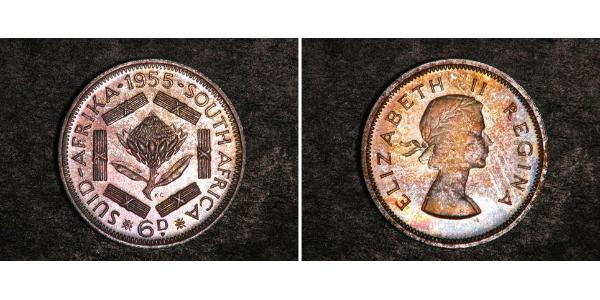 6 Пені Південно-Африканська Республіка Срібло Єлизавета II (1926-2022)