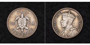 6 Пені Фіджі Срібло Георг V (1865-1936)