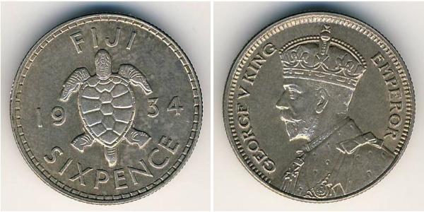 6 Пені Фіджі Срібло Георг V (1865-1936)