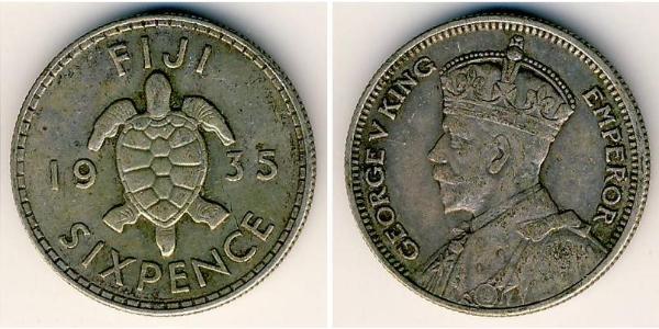 6 Пені Фіджі Срібло Георг V (1865-1936)