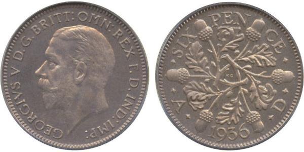 6 Пені / 1 Шестипенсовик Велика Британія (1922-) Срібло Георг V (1865-1936)