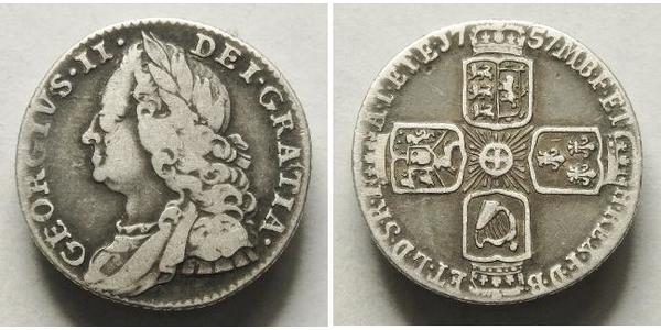 6 Пені / 1 Шестипенсовик Королівство Великобританія (1707-1801) Срібло Георг II (1683-1760)