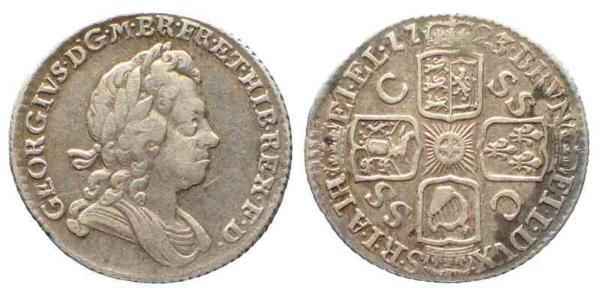 6 Пені / 1 Шестипенсовик Королівство Великобританія (1707-1801) Срібло Георг I (1660-1727)