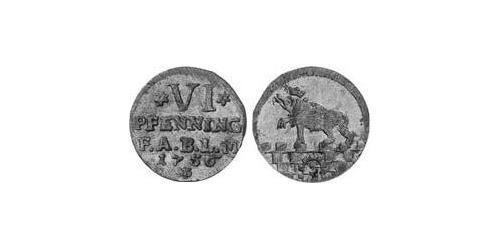 6 Пфенниг Ангальт-Бернбург (1603 - 1863) Серебро (билон) Victor Frederick, Prince of Anhalt-Bernburg (1700 – 1765)