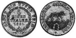 6 Талер Ангальт-Бернбург (1603 - 1863) Серебро Александр Карл ,герцог Ангальт-Бернбурга,(1805 – 1863)