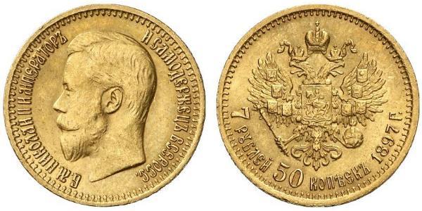 7 ½ Rublo Imperio ruso (1720-1917) Oro Nicolás II (1868-1918)