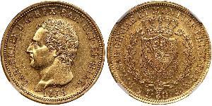 80 Lira Italian city-states Gold Charles Felix of Sardinia