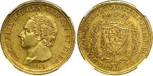 80 Lira Italian city-states Gold Charles Felix of Sardinia