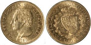 80 Lira Italian city-states Oro Carlos Félix de Cerdeña