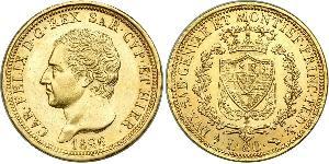 80 Lira Italian city-states Oro Carlos Félix de Cerdeña